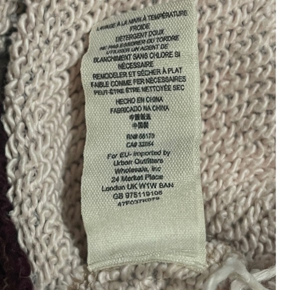 Free People Mixed Media Sweater XS Burgundy‎ Gray Aztec Distressed Pullover - Picture 7 of 8